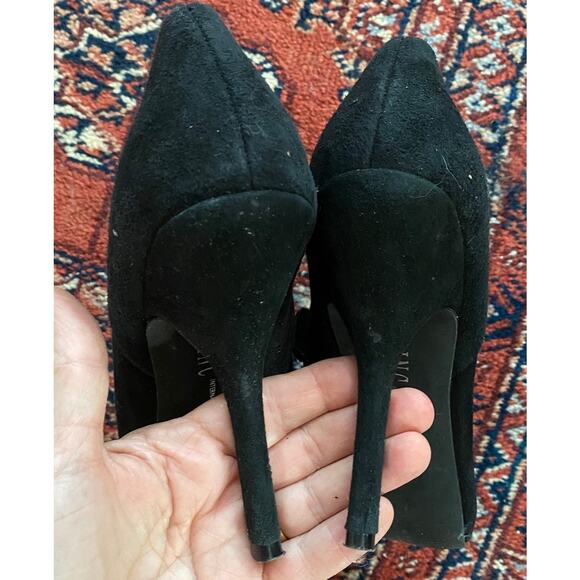 INC Gutsy Women's 7.5M Black Suede Ankle Booties Side Zip High Heels Shoes - Picture 3 of 7